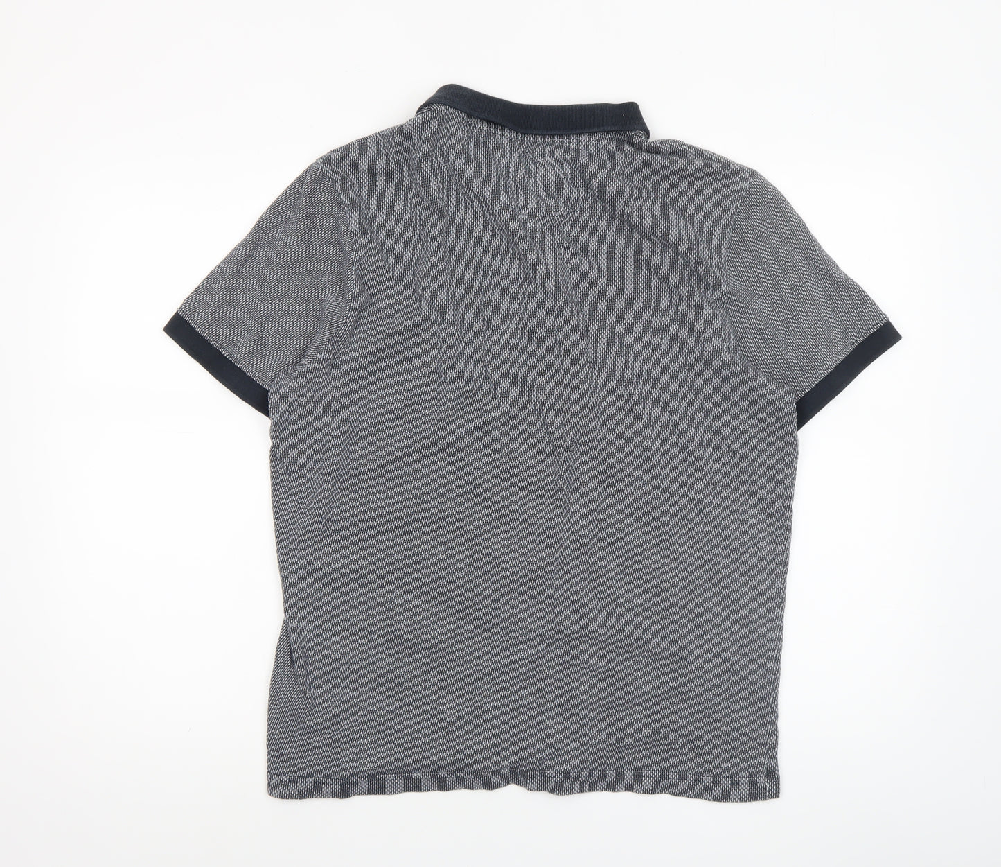 Farah Men's Grey Geometric Cotton Polo Shirt Size L Classic Fit