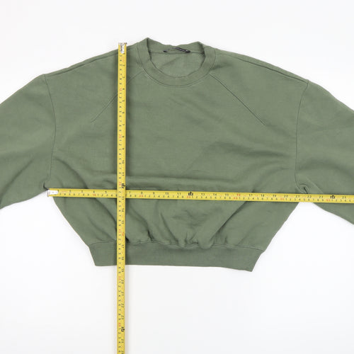 Zara Women Khaki Green Crew Neck Pullover Sweatshirt Size S
