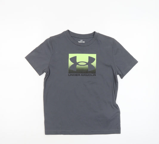 Under Armour Boys Grey Sports Graphic Logo T-Shirt Size Small