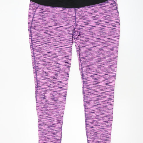 Crane Womens Purple Running Leggings Size 16-18 Elastic Waist Stretch Activewear
