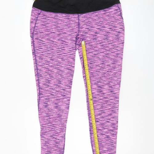 Crane Womens Purple Running Leggings Size 16-18 Elastic Waist Stretch Activewear