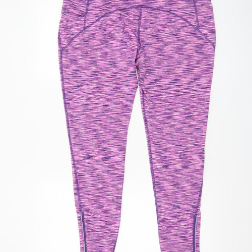 Crane Womens Purple Running Leggings Size 16-18 Elastic Waist Stretch Activewear