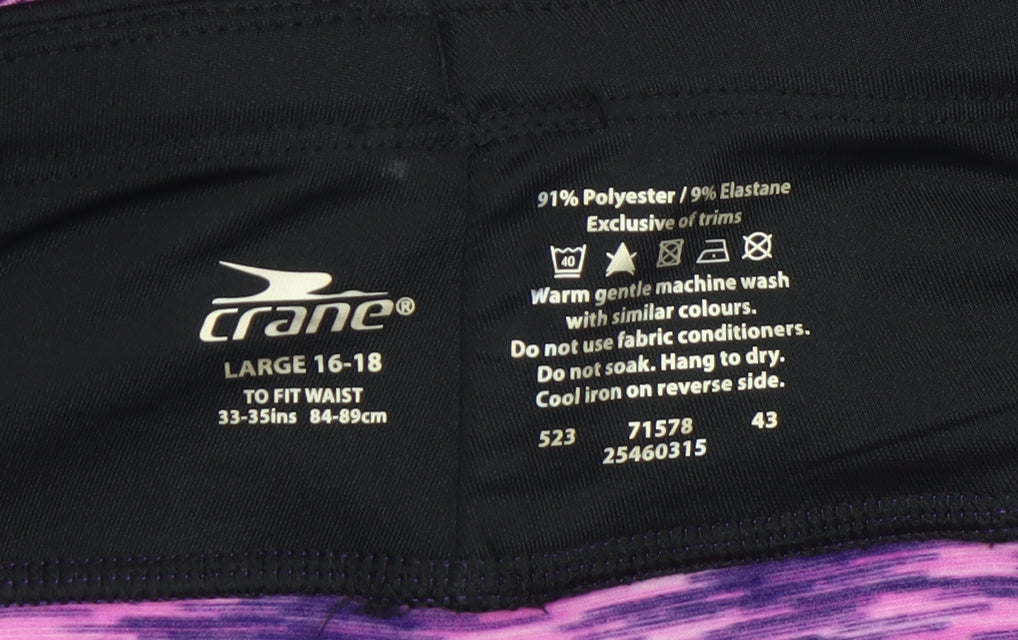Crane Womens Purple Running Leggings Size 16-18 Elastic Waist Stretch Activewear