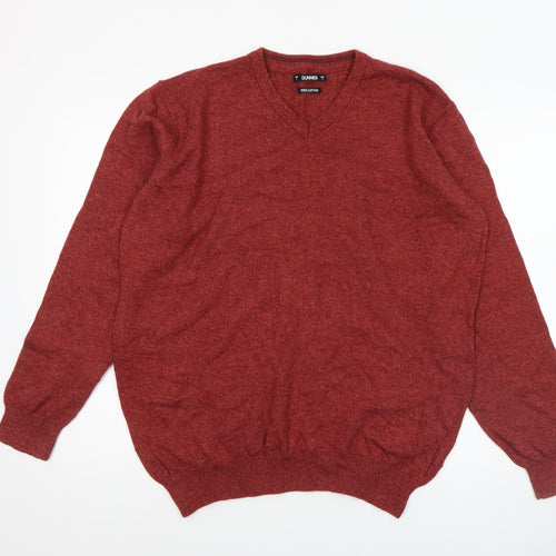 Dunnes Men Red Cotton V-Neck Pullover Jumper Size L