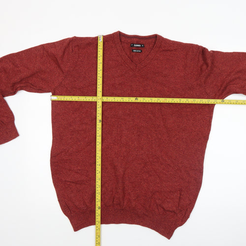 Dunnes Men Red Cotton V-Neck Pullover Jumper Size L
