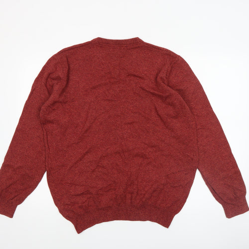 Dunnes Men Red Cotton V-Neck Pullover Jumper Size L