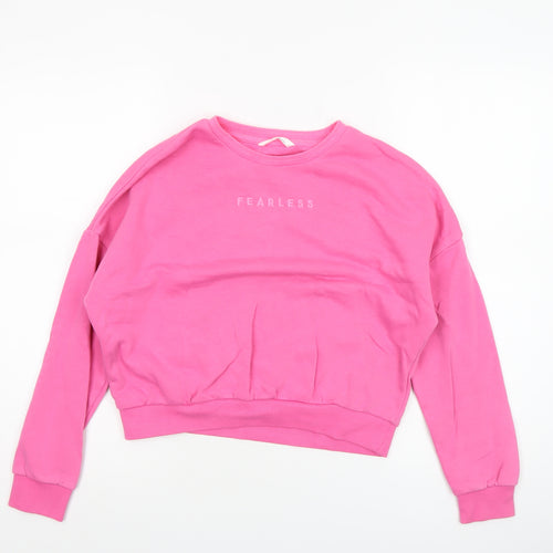 Marks and Spencer Girls Pink Fearless Logo Sweatshirt 12 Years Pullover
