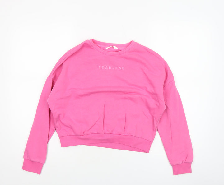 Marks and Spencer Girls Pink Fearless Logo Sweatshirt 12 Years Pullover
