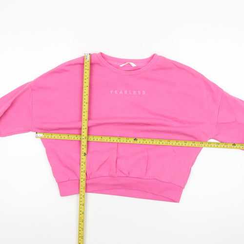 Marks and Spencer Girls Pink Fearless Logo Sweatshirt 12 Years Pullover