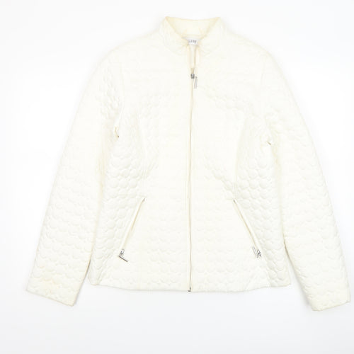 Gallery Women Ivory Quilted Lightweight Jacket UK 10 Zip Pockets