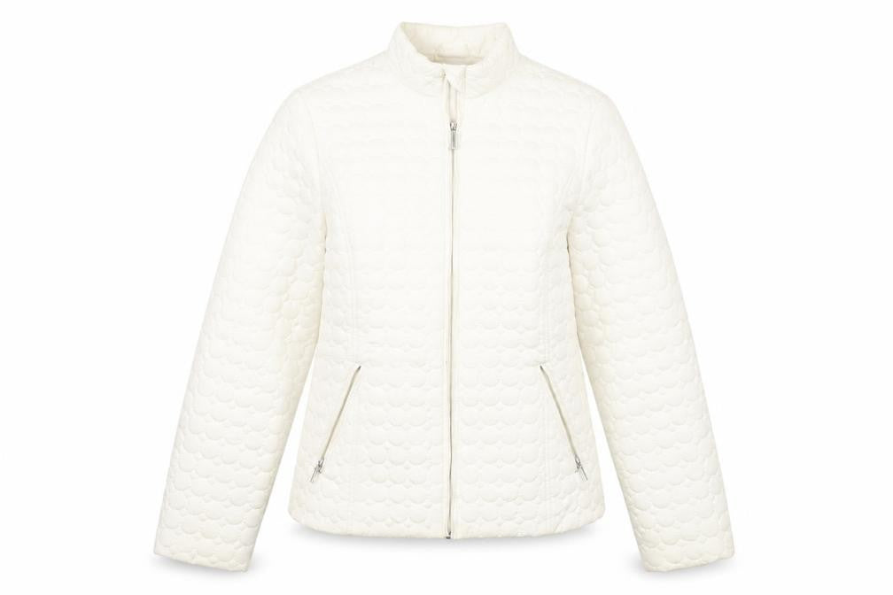 Front view of Gallery Women Ivory Quilted Lightweight Jacket UK 10 Zip Pockets