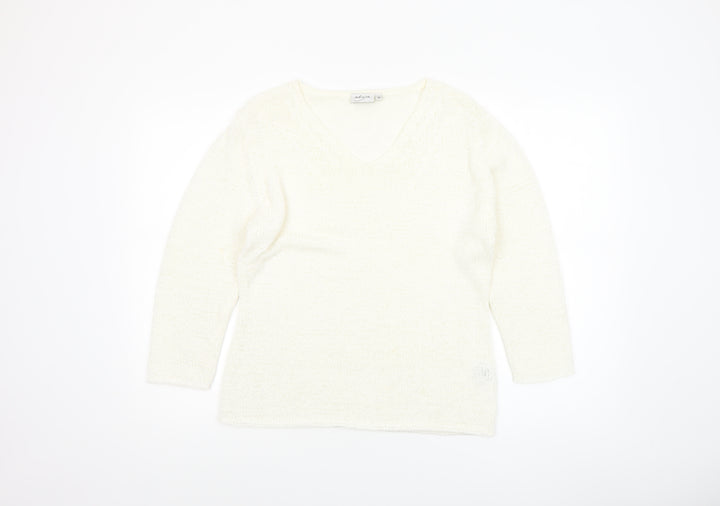 Aliuja Women's Ivory V-Neck Knit Jumper Medium