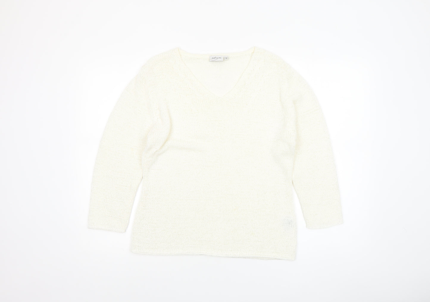 Aliuja Women's Ivory V-Neck Knit Jumper Medium