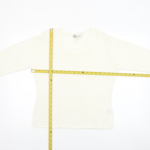 Aliuja Women's Ivory V-Neck Knit Jumper Medium