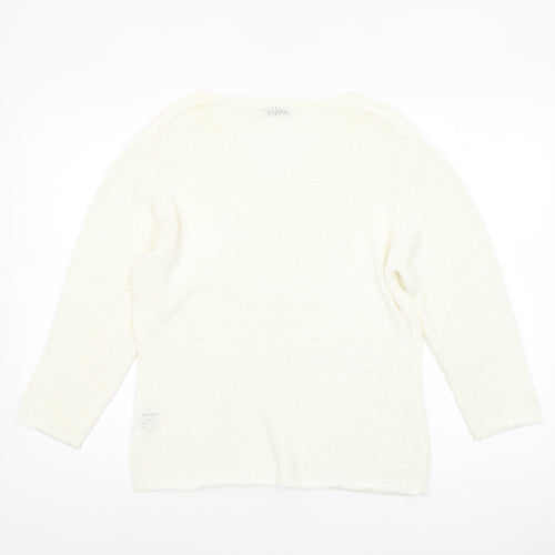 Aliuja Women's Ivory V-Neck Knit Jumper Medium
