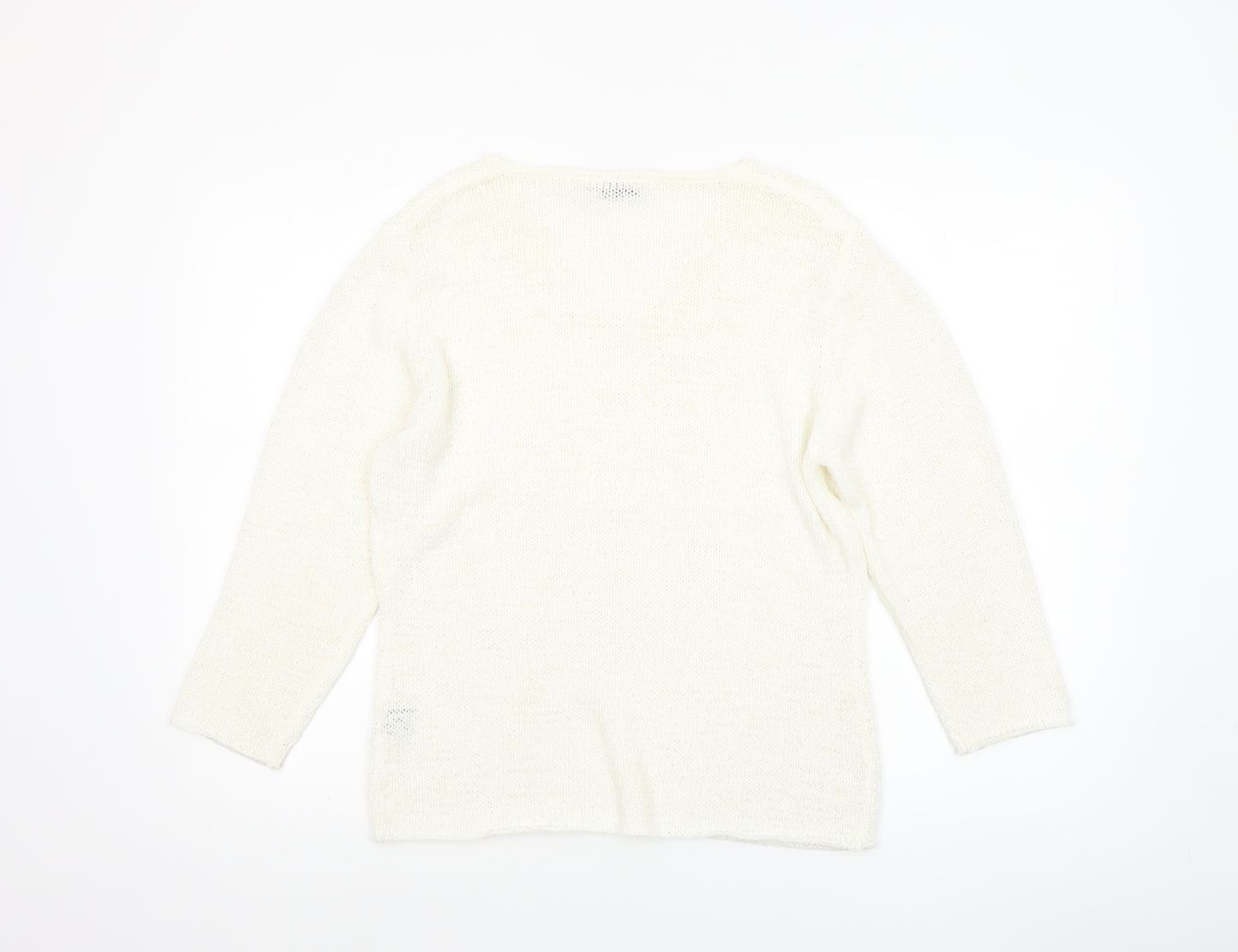 Aliuja Women's Ivory V-Neck Knit Jumper Medium