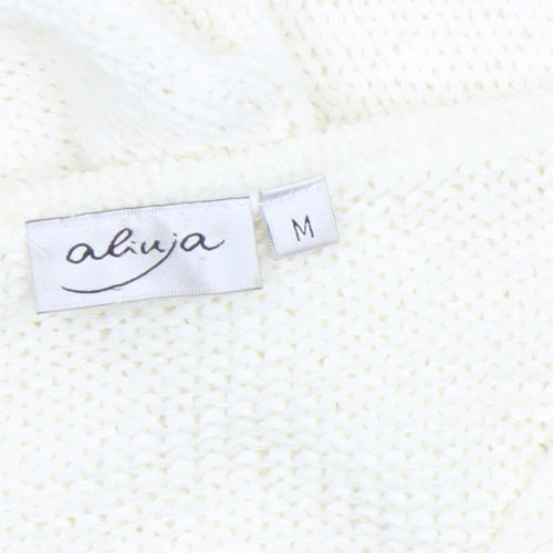 Aliuja Women's Ivory V-Neck Knit Jumper Medium