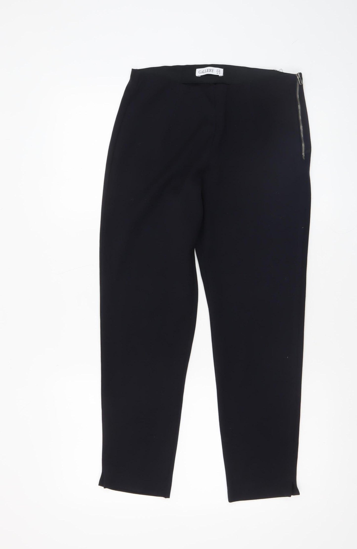 Gallery Women’s Black Ankle Trousers Size 10 Slim Fit Zip Detail