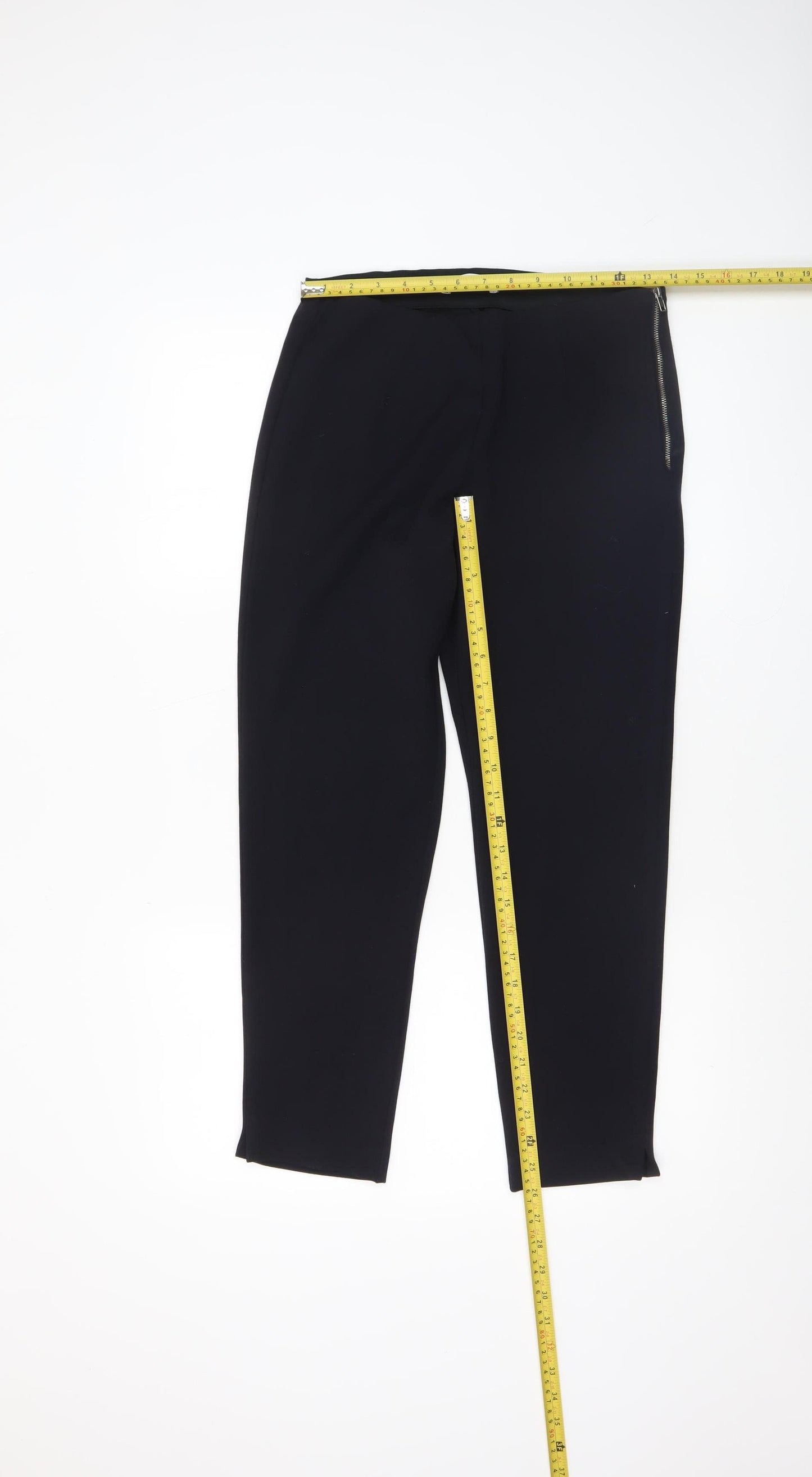 Gallery Women’s Black Ankle Trousers Size 10 Slim Fit Zip Detail