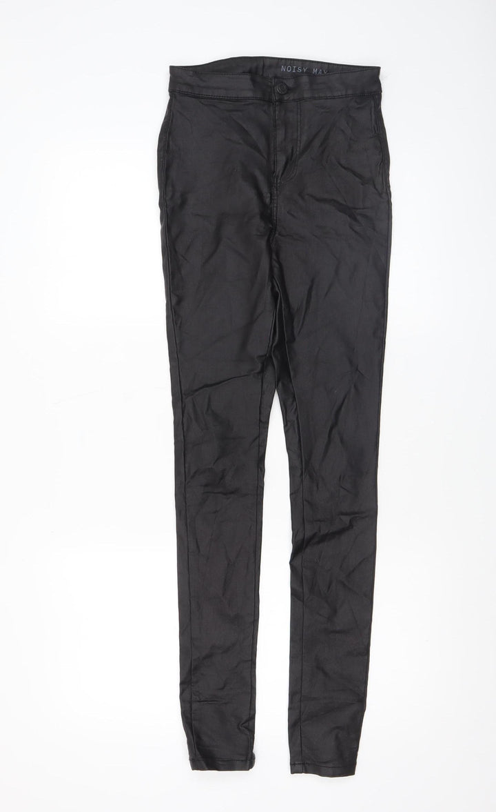 Noisy May Women's Black Coated Jegging Trousers XS Skinny Stretch