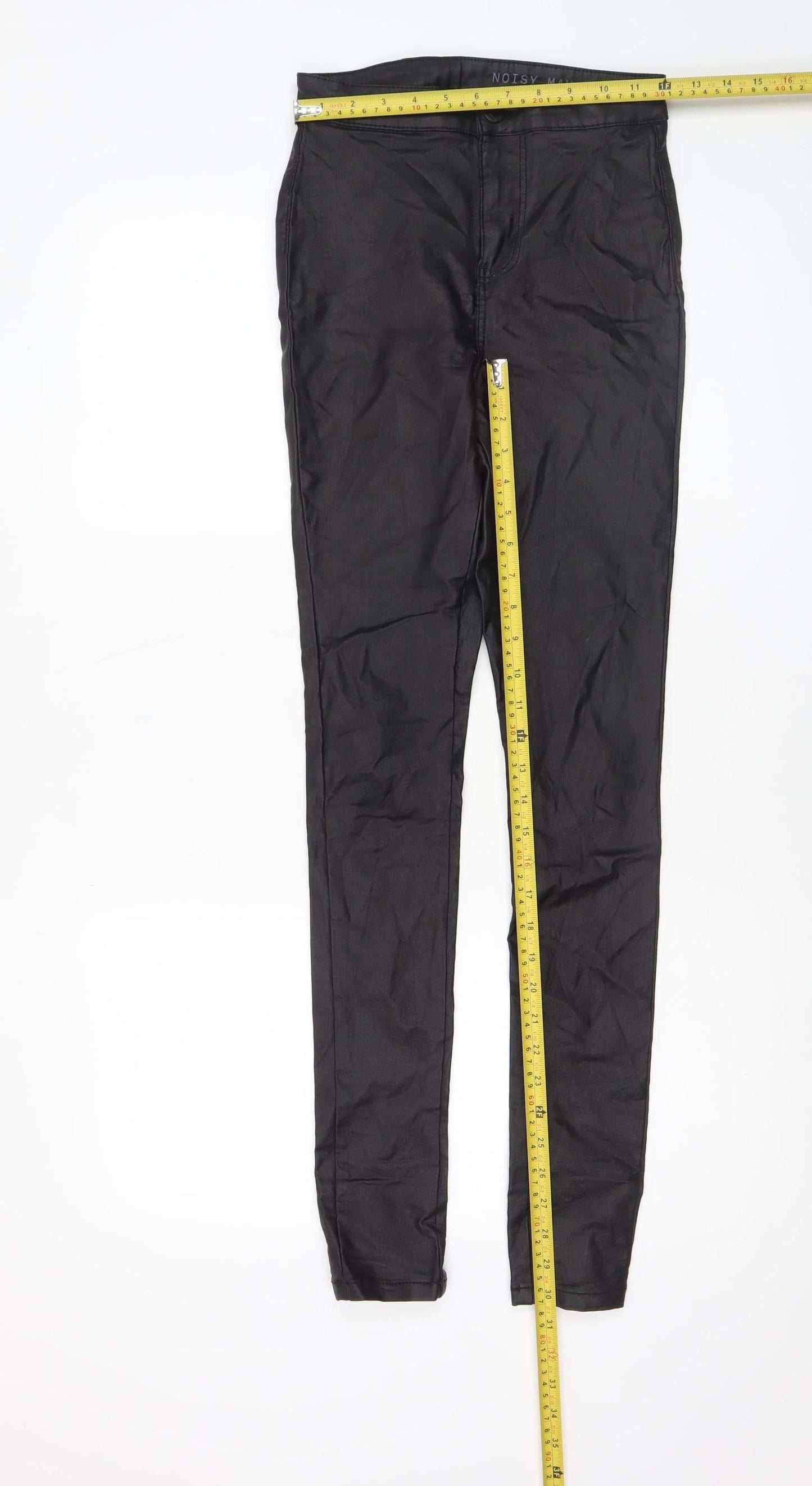 Noisy May Women's Black Coated Jegging Trousers XS Skinny Stretch