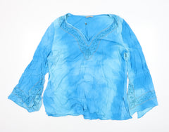 Marks and Spencer Women's Blue Embroidered Viscose Tunic Blouse UK 22