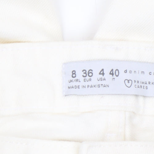 Primark Women White Slim Straight Denim Jeans Size 8