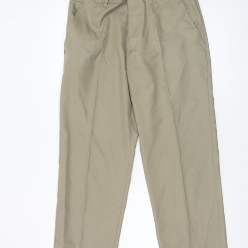 Slazenger Men's Beige Chino Trousers UK 32W 29S Pleated Classic Fit