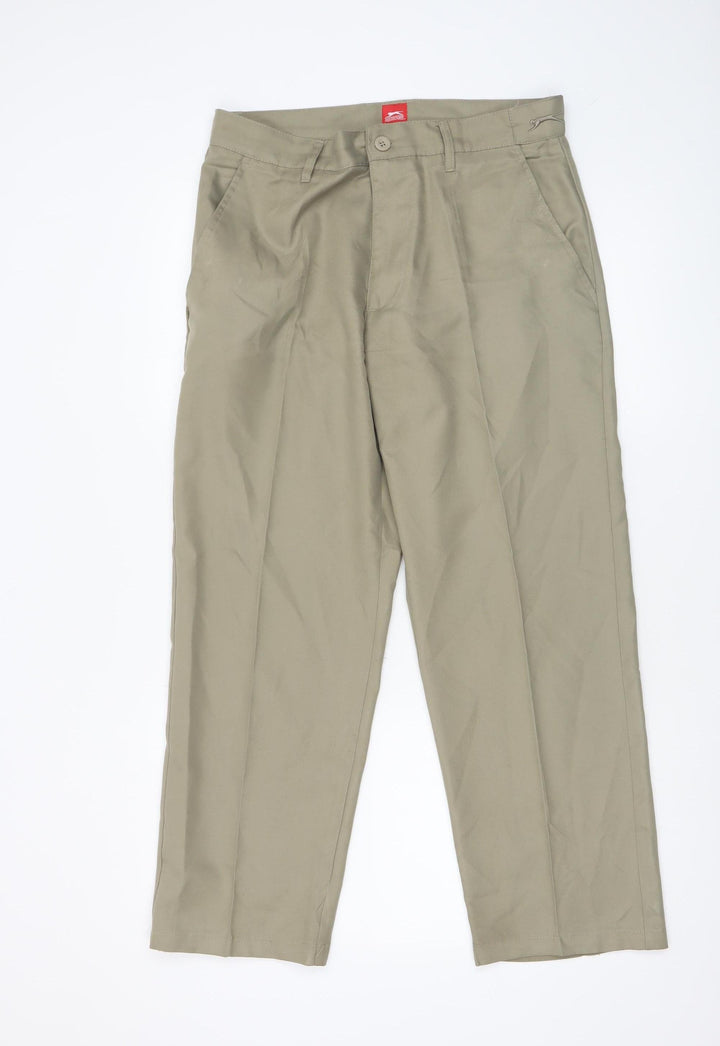 Slazenger Men's Beige Chino Trousers UK 32W 29S Pleated Classic Fit