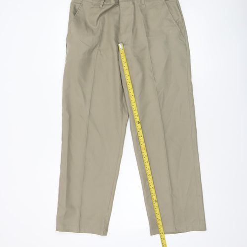 Slazenger Men's Beige Chino Trousers UK 32W 29S Pleated Classic Fit