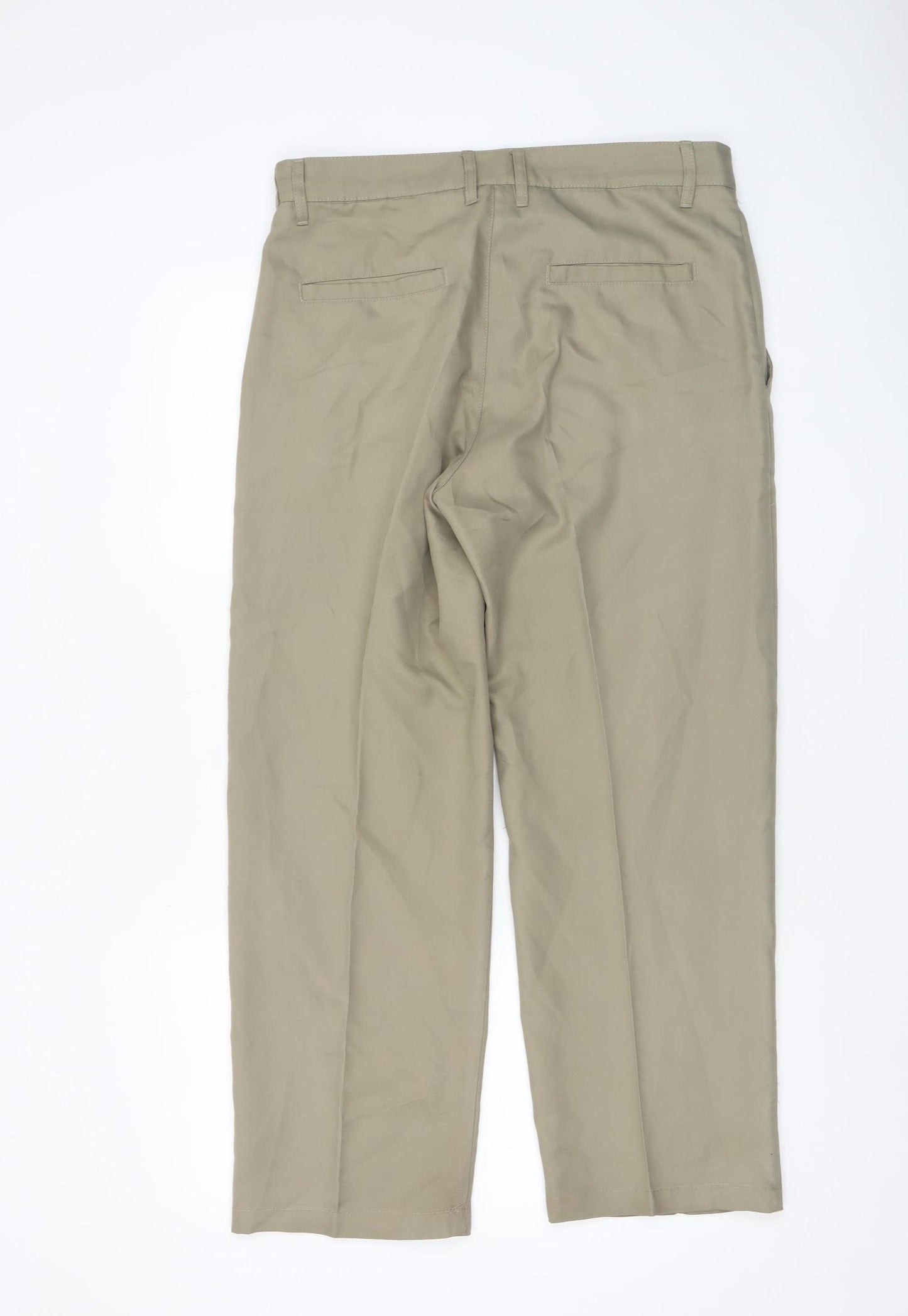 Slazenger Men's Beige Chino Trousers UK 32W 29S Pleated Classic Fit