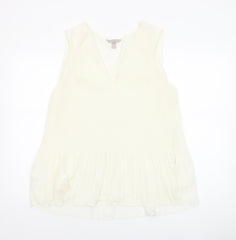 H&M Women Ivory Sleeveless V-Neck Tunic Blouse Size L