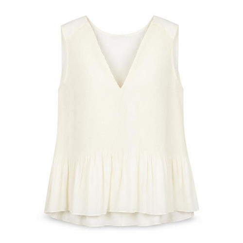 H&M Women Ivory Sleeveless V-Neck Tunic Blouse Size L