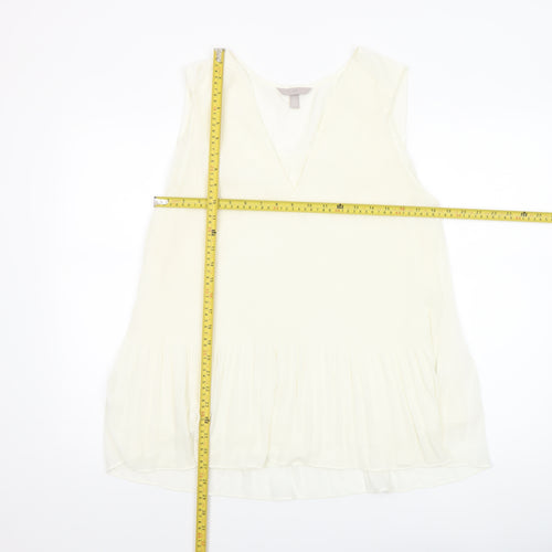 H&M Women Ivory Sleeveless V-Neck Tunic Blouse Size L