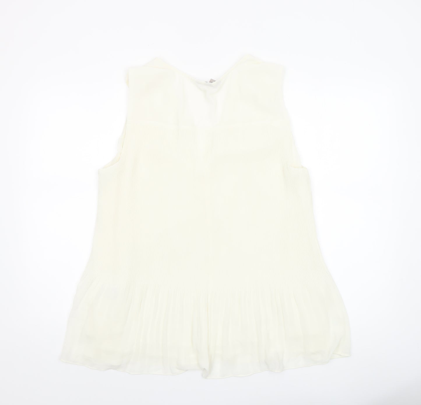 H&M Women Ivory Sleeveless V-Neck Tunic Blouse Size L