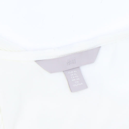 H&M Women Ivory Sleeveless V-Neck Tunic Blouse Size L