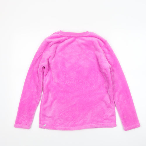 Dunnes Stores Girls Pink Fleece Cat Pyjama Top 10-11 Years Long Sleeve