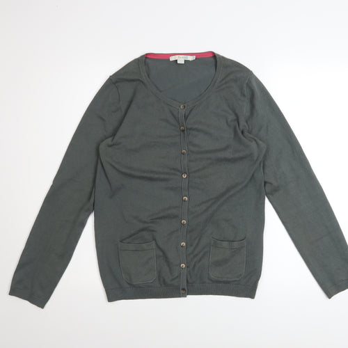 Boden Women's Grey Cotton Blend Button Cardigan UK 12