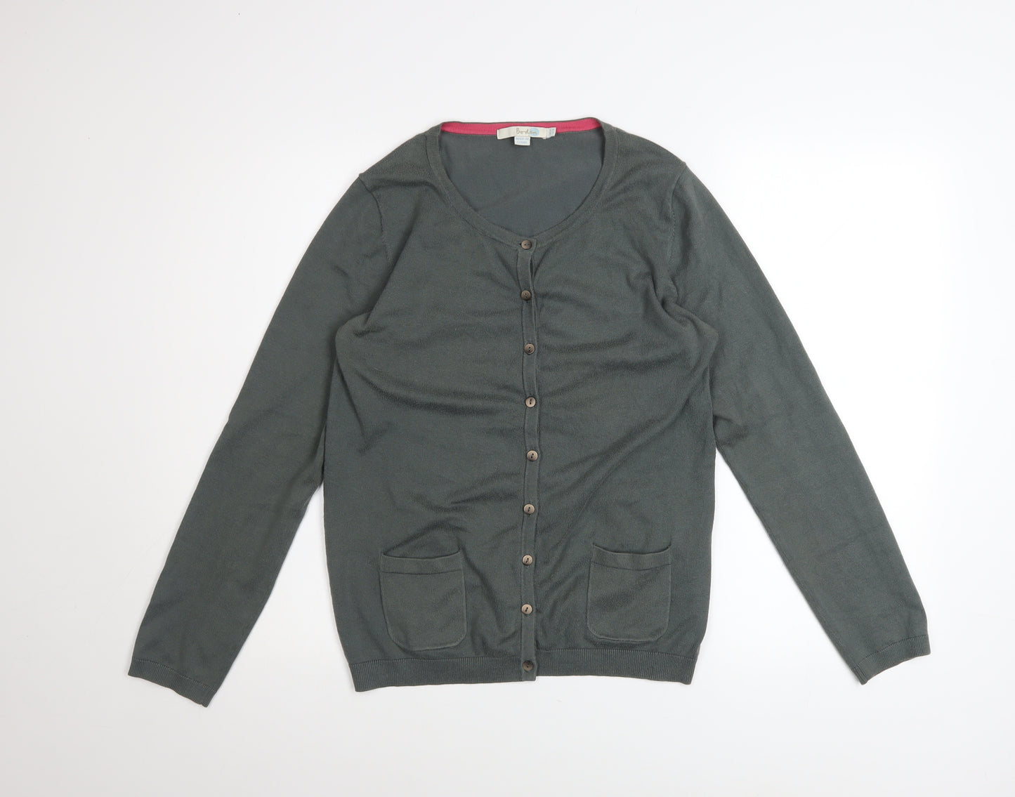 Boden Women's Grey Cotton Blend Button Cardigan UK 12