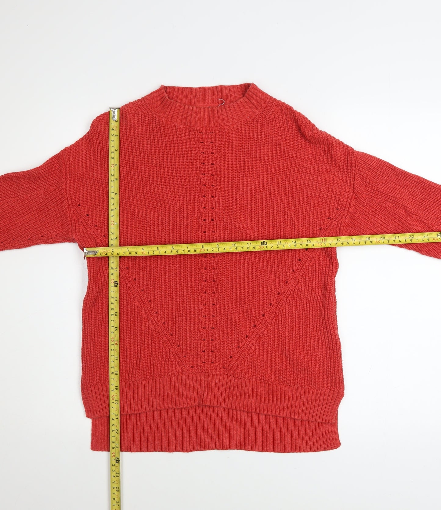 Fat Face Women's Red Cotton Knit Crew Neck Jumper Size 8