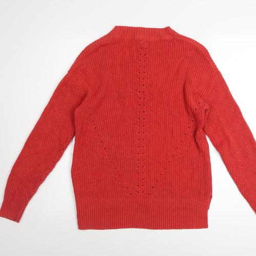 Fat Face Women's Red Cotton Knit Crew Neck Jumper Size 8