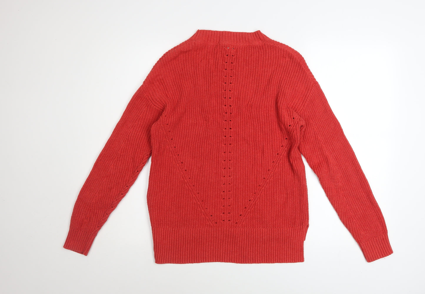 Fat Face Women's Red Cotton Knit Crew Neck Jumper Size 8