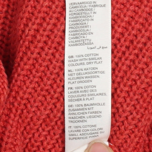 Fat Face Women's Red Cotton Knit Crew Neck Jumper Size 8