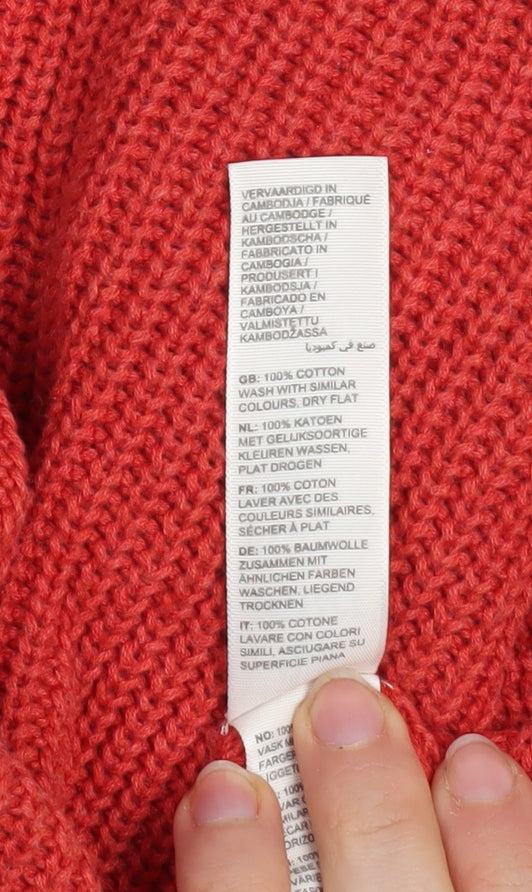 Fat Face Women's Red Cotton Knit Crew Neck Jumper Size 8