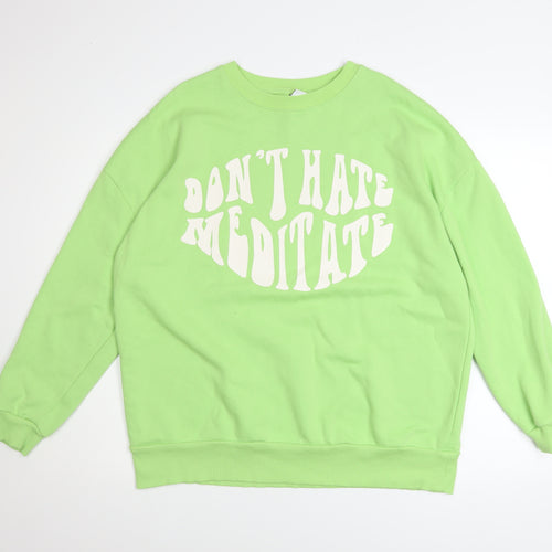 George Women's Green 'Don't Hate Meditate' Pullover Sweatshirt Size M 12-14