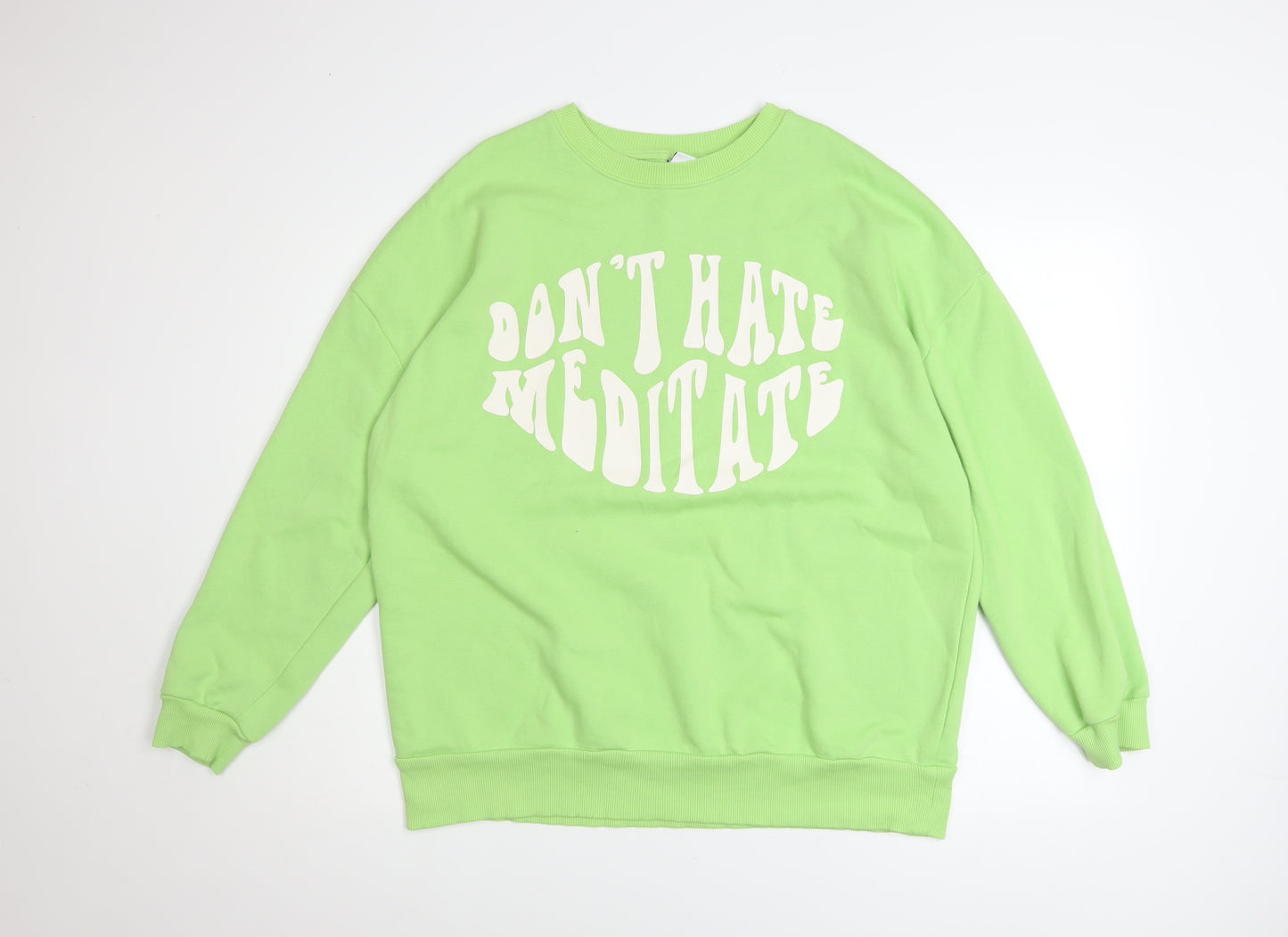 George Women's Green 'Don't Hate Meditate' Pullover Sweatshirt Size M 12-14