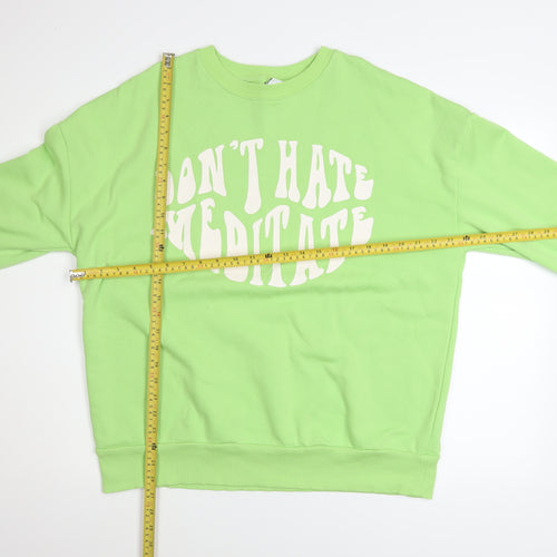 George Women's Green 'Don't Hate Meditate' Pullover Sweatshirt Size M 12-14