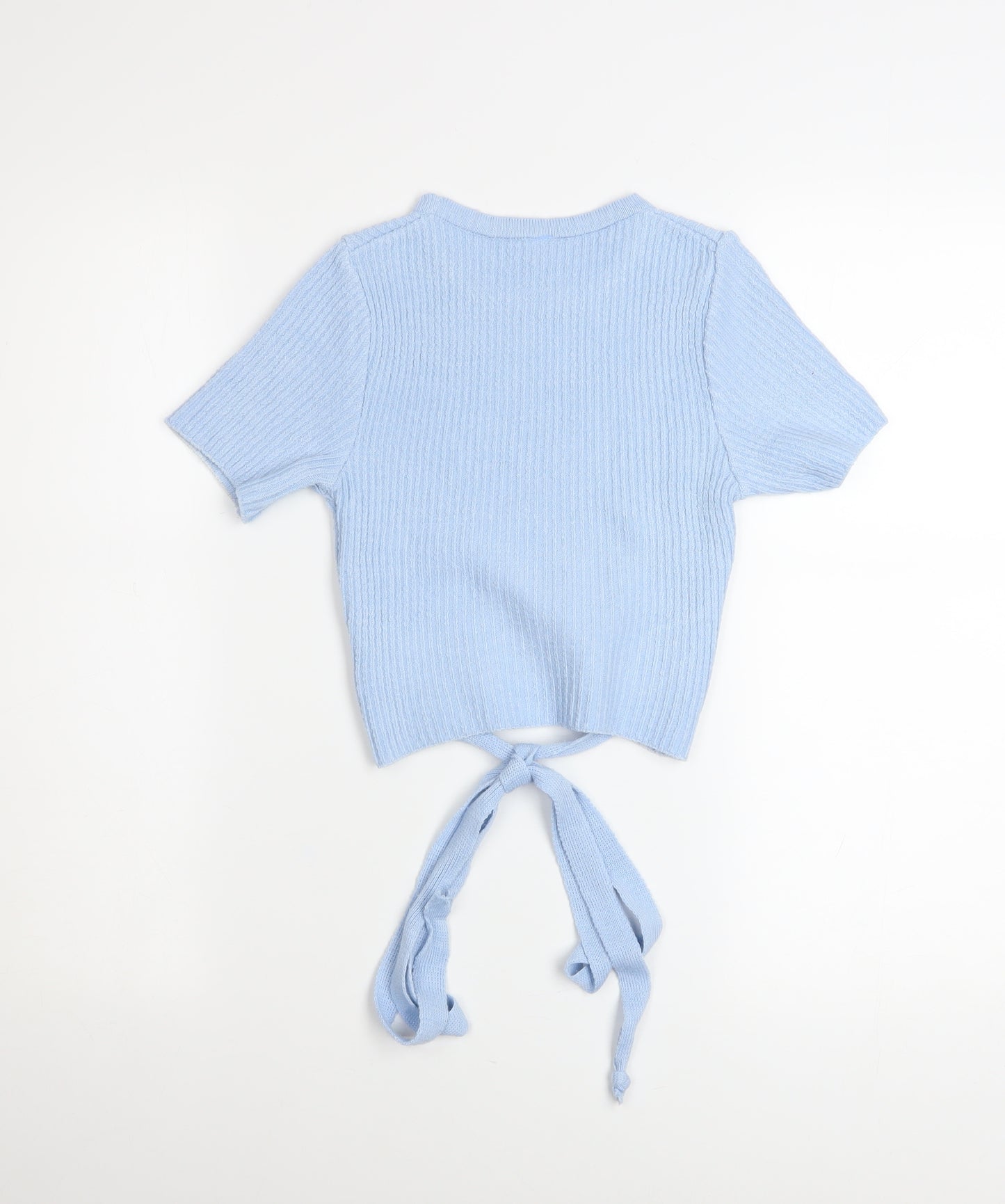 Blue Steel Women’s Blue Cropped Knit Tie-Front T-Shirt Size M
