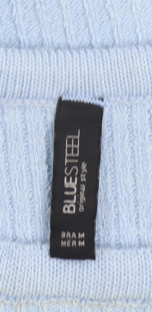 Blue Steel Women’s Blue Cropped Knit Tie-Front T-Shirt Size M