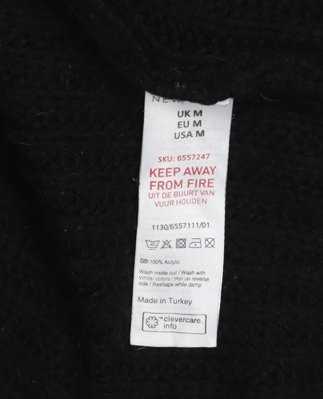 New Look Women's Black Knit Open Cardigan Size M Long Sleeve